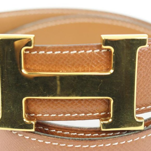 Hermès Brown x Gold 32mm Reversible H Logo Belt Kit 67h422s main image 4